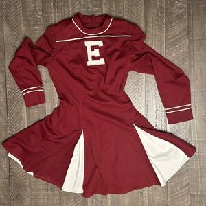 Vintage Maroon Cheerleader Dress with White Accents